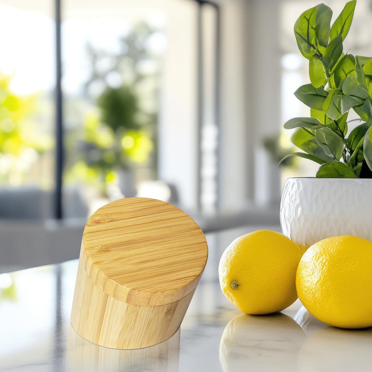 Totally Bamboo Angled Salt Cellar Storage Box with Magnetic Swivel Lid, 3.8 Ounce Capacity