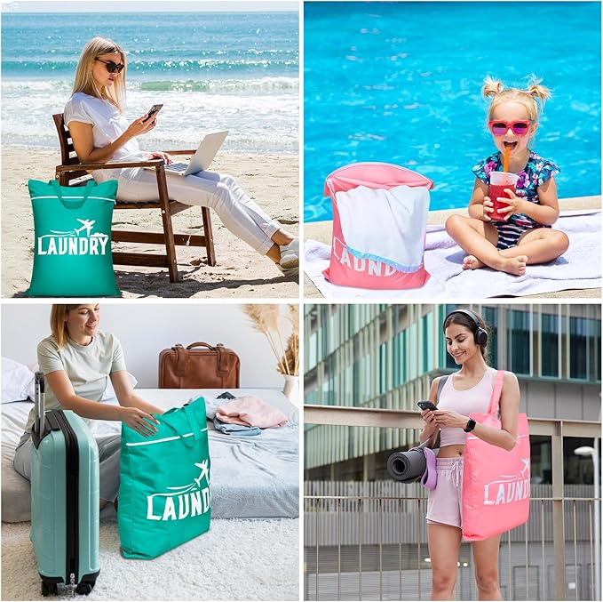 Fiodrimy 2 Pcs Large Travel Laundry Bags
