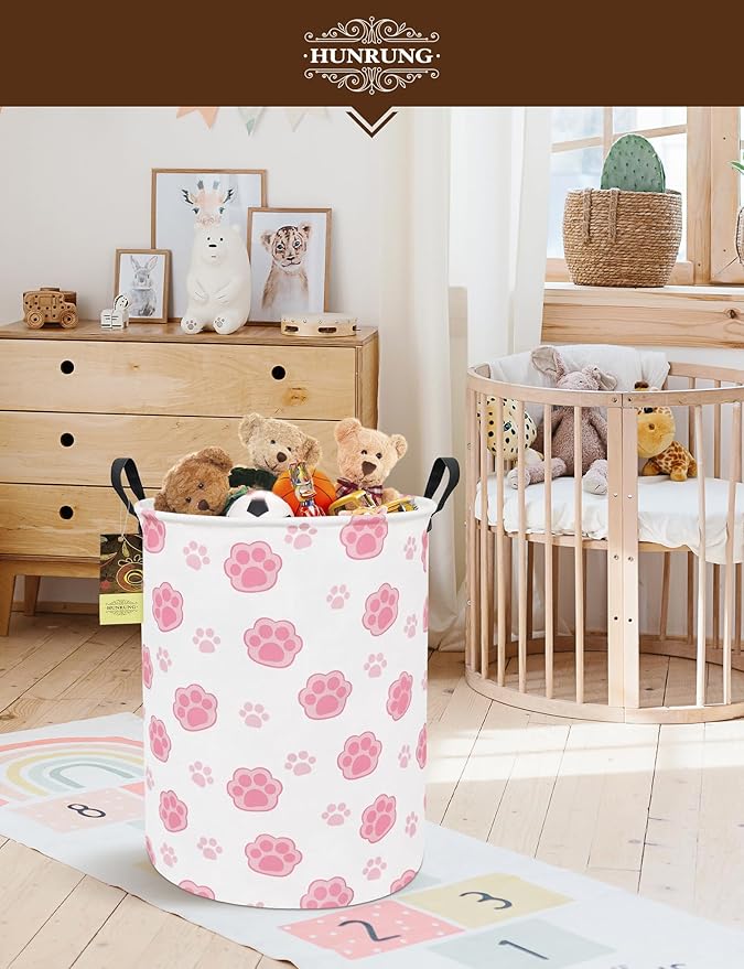 HUNRUNG Laundry Hamper, Large Canvas Fabric Lightweight Storage Basket Toy