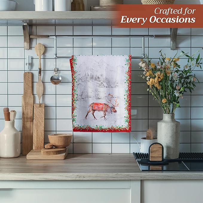 Maison d' Hermine Kitchen Towels Set of 3 100% Cotton 20" x 27.5" Reusable