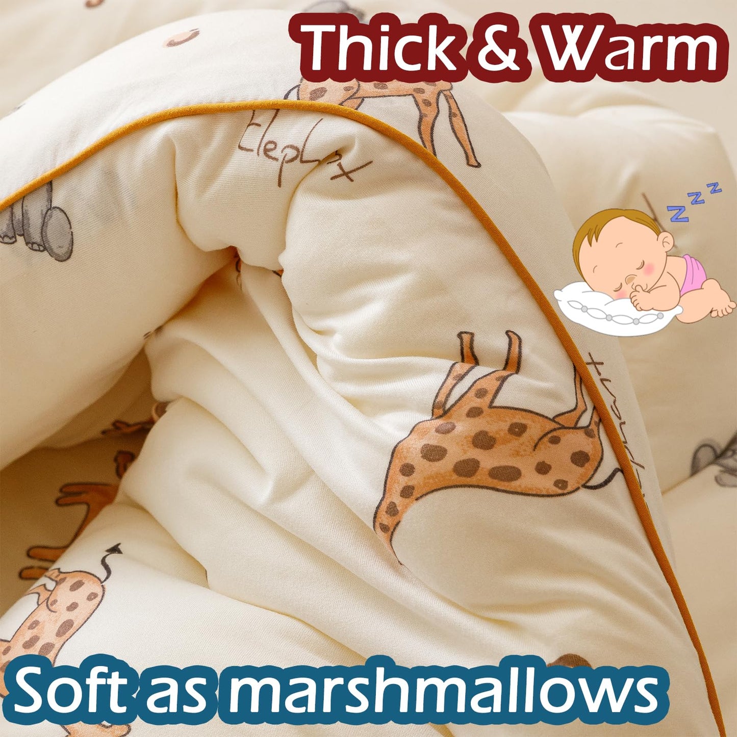 MorroMorn Super Soft Toddler Bedding Set, Thick Fluffy Comforter Sets Neutral Bed Set with Pillowcase for Girls Boys Kids Baby, Lightweight Noiseless Warm Cozy for Fall Winter (Cute Animals)