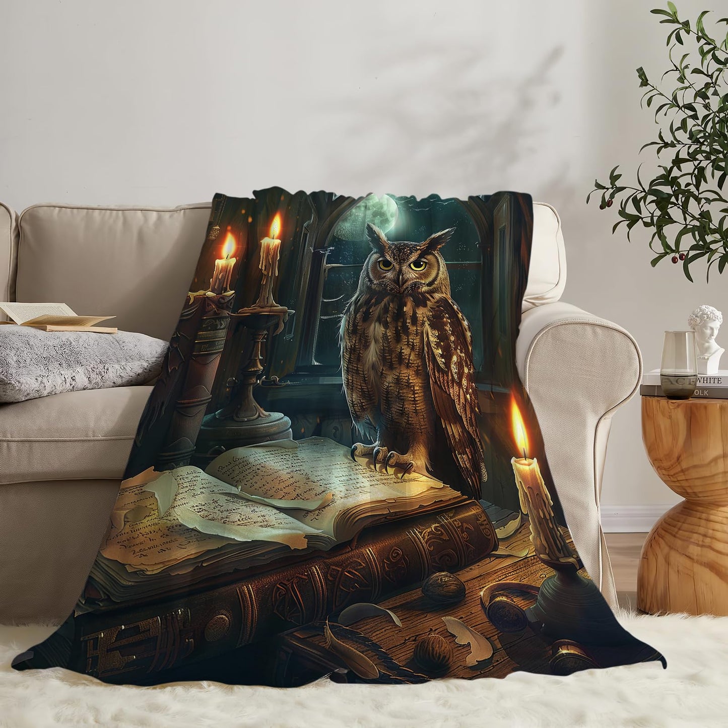 Baegopa Owl Blanket Owls Gifts for Women Girls Book Throw Blanket Cozy Plush Fleece Flannel Lightweight Fuzzy Party Blankets for Bed Decor 50"X40"