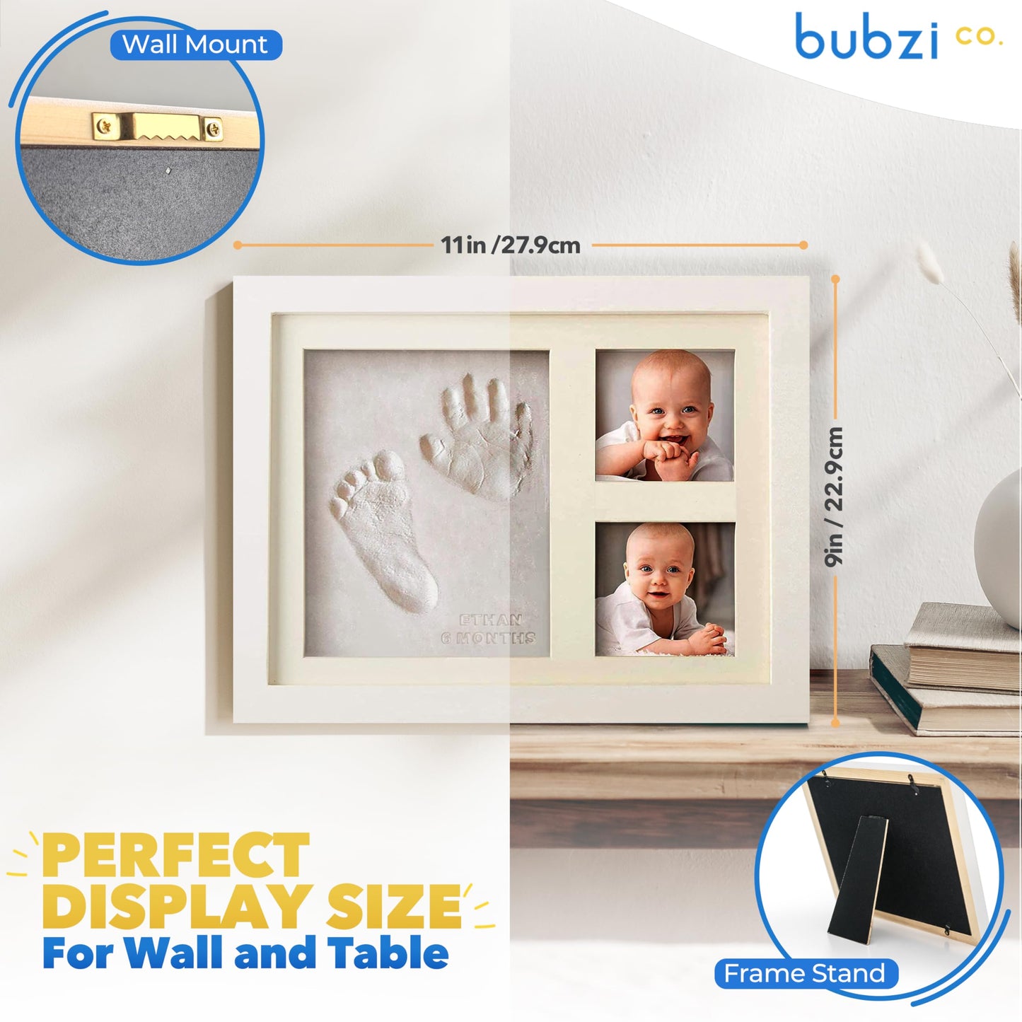 Baby Handprint Footprint Makers Kit Keepsake Photo Framed Pictures for Newborn Boys & Girls, Baby Gifts, Personalized Baby Milestone Gift, Memory Art Picture Frames for Baby Registry Nursery Decor