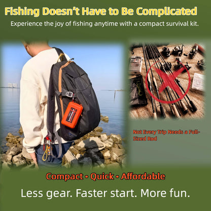 LoDinpo Mini Survival Fishing Kit Compact Emergency Fishing Gear for Camping, Hiking, Bushcraft, Backpacking Small Tackle Box with Hooks, Line, Floats Tools Great Gift for Fishermen, Hikers&Preppers