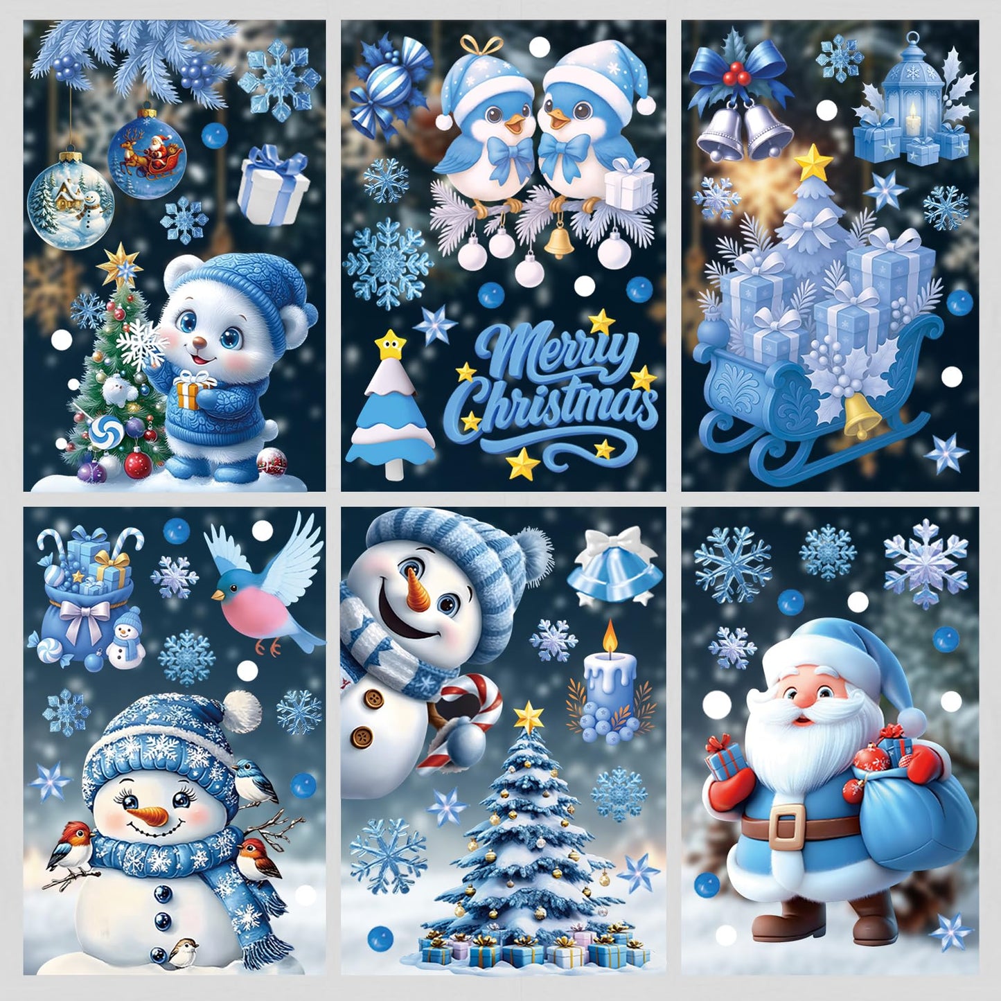231PCS Christmas Window Clings for Glass, Cute Santa Claus Gingerbread Man Snowman Stickers Xmas Window Decals for Wtiner Christmas Holiday Party Home Office Classroom Decorations