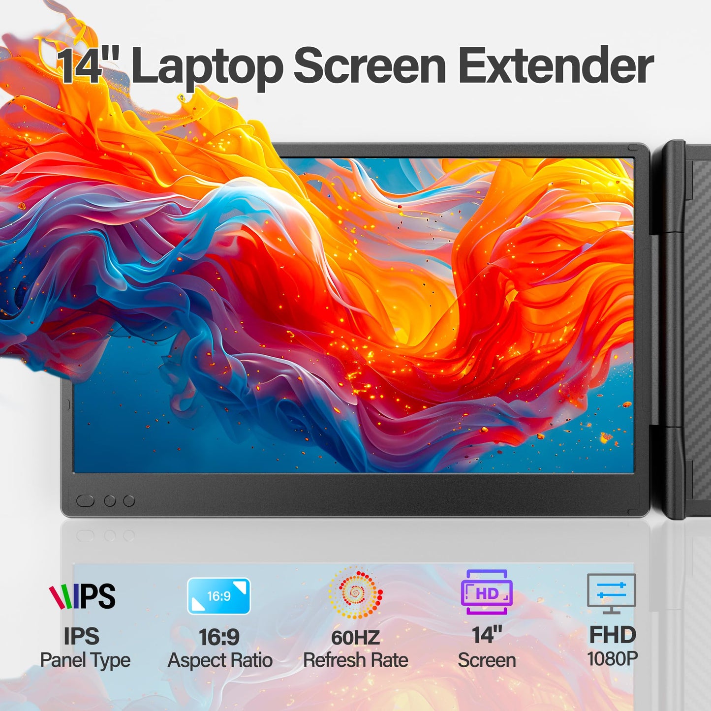 2025 New Upgraded Laptop Screen Extender Portable Monitor, 1080P FHD IPS Screen, Monitor Extender for Laptop, Fit for 13-17" Laptops, Plug & Play Compatiable with Windows/Mac/Android/Switch (14 inch)