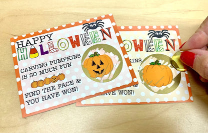 My Scratch Offs - 26 Pack Halloween Find The Jack-O' Lantern Scratch Off Game Cards for Party Favors, Small Business, Prizes, Family Games - 3"x4"