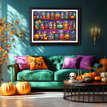 Halloween 1000 Piece Puzzles for Adults, Halloween Spider Candy Jar for Adults, Hard Challenge Art Jigsaw Puzzles, for Gifts Birthday Party Games Family, 27.5 * 19.7 inch Dust Free Puzzle