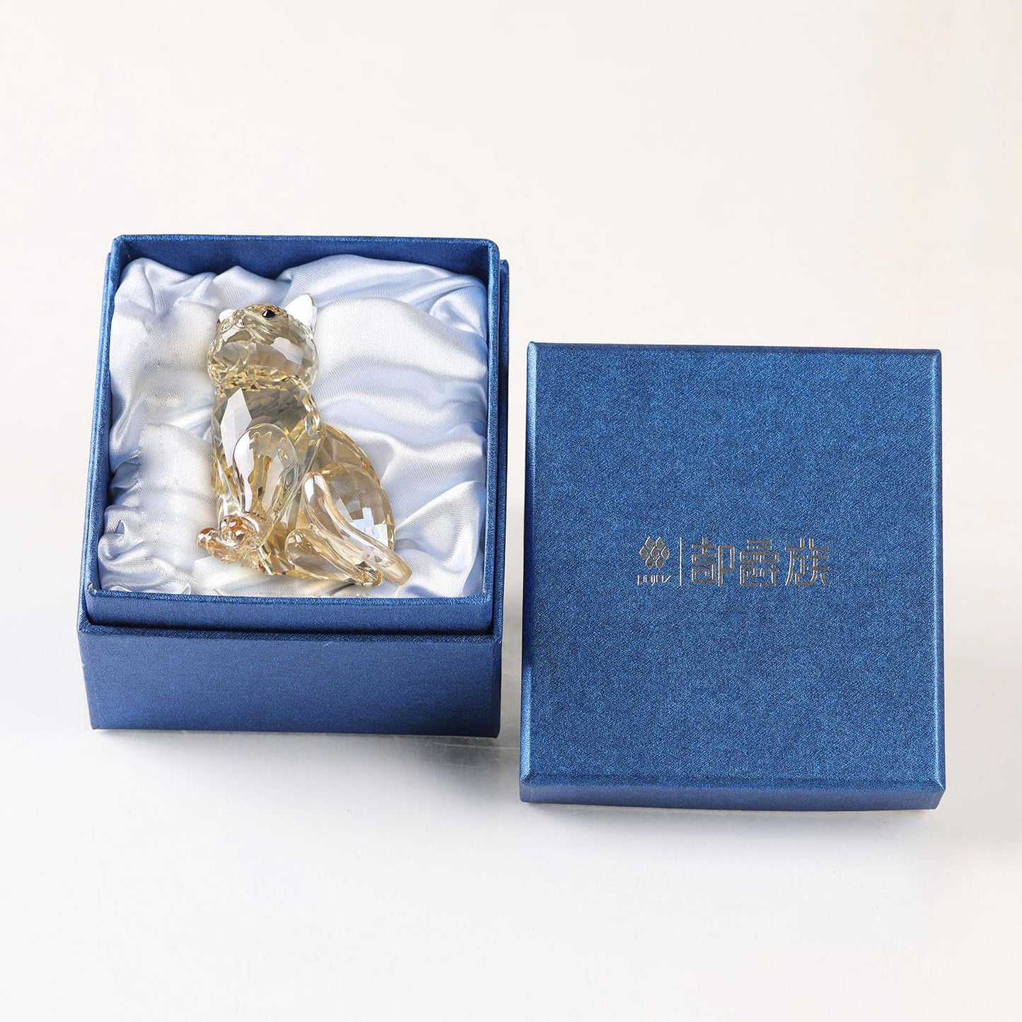 DOJOZ Crystal Cat Realistic Animal Kitten Art Figurine Collection Table top Ornament Statue Home Decor (Gold)