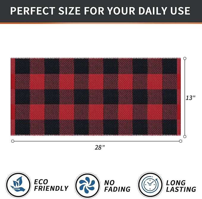 Homaxy 100% Cotton Waffle Weave Check Plaid Kitchen Towels, 13 x 28 Inches