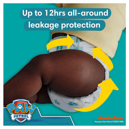 Pampers Baby-Dry Paw Patrol Edition Size 5, 186 Nappies, 11kg - 16kg, Monthly Pack, with A Stop & Protect Pocket to Help Prevent Leaks at The Back