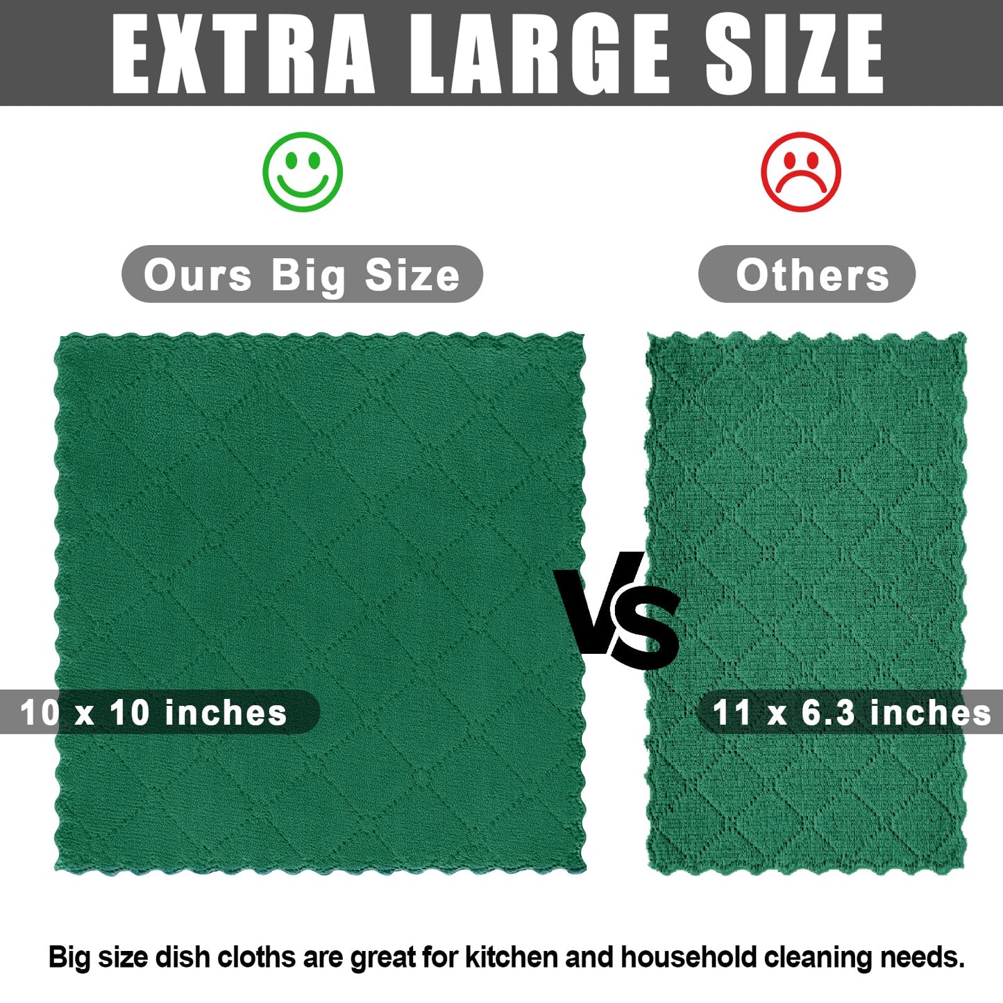 Homaxy 12 Pack Kitchen Dish Cloths (10 x 10 Inches, Grey), Super Soft and Absorbent Coral Velvet Dish Towels, Nonstick Oil Fast Drying Microfiber Cleaning Cloth, No Lint Household Dishcloths