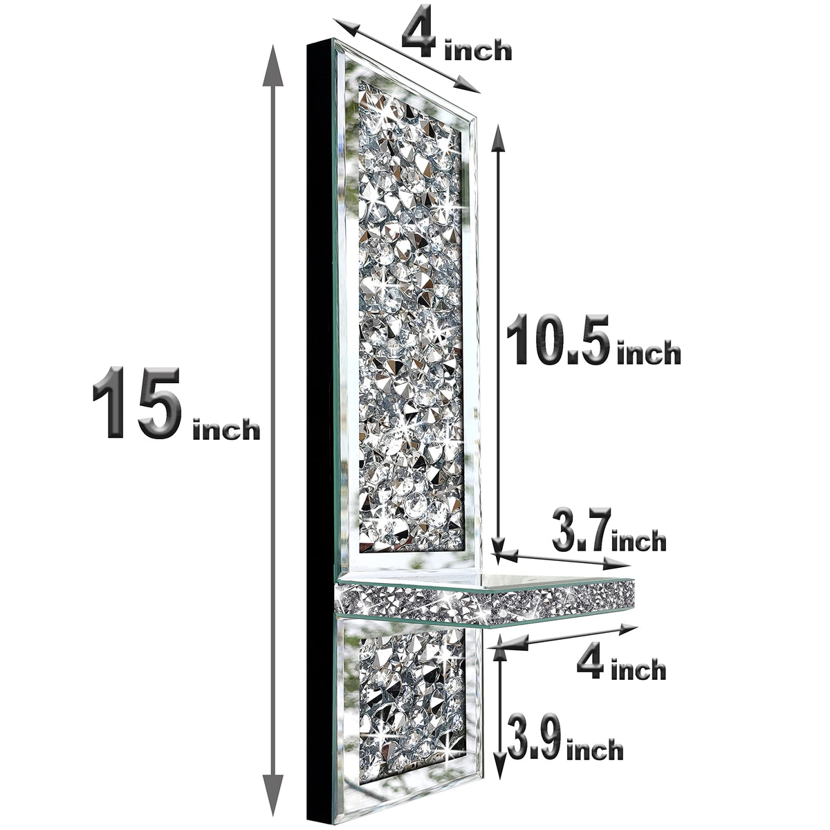 ZOLAPI Set of 2 Crystal Crush Diamond Candle Sconces, Gorgeous Silver Mirrored Wall Sconce, Candle Holder Glass Wall Decorations for Home Décor, Living Room, Dining Room.
