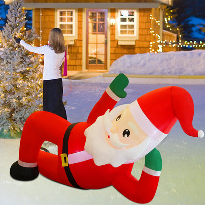 Juegoal Christmas Inflatables Outdoor Decorations, 12FT Long Inflatable Xmas Santa Claus, Lighted Blow Up Giant Lying Santa with Built in LED Lights, Light Up Holiday Winter Lawn Yard Garden Decor
