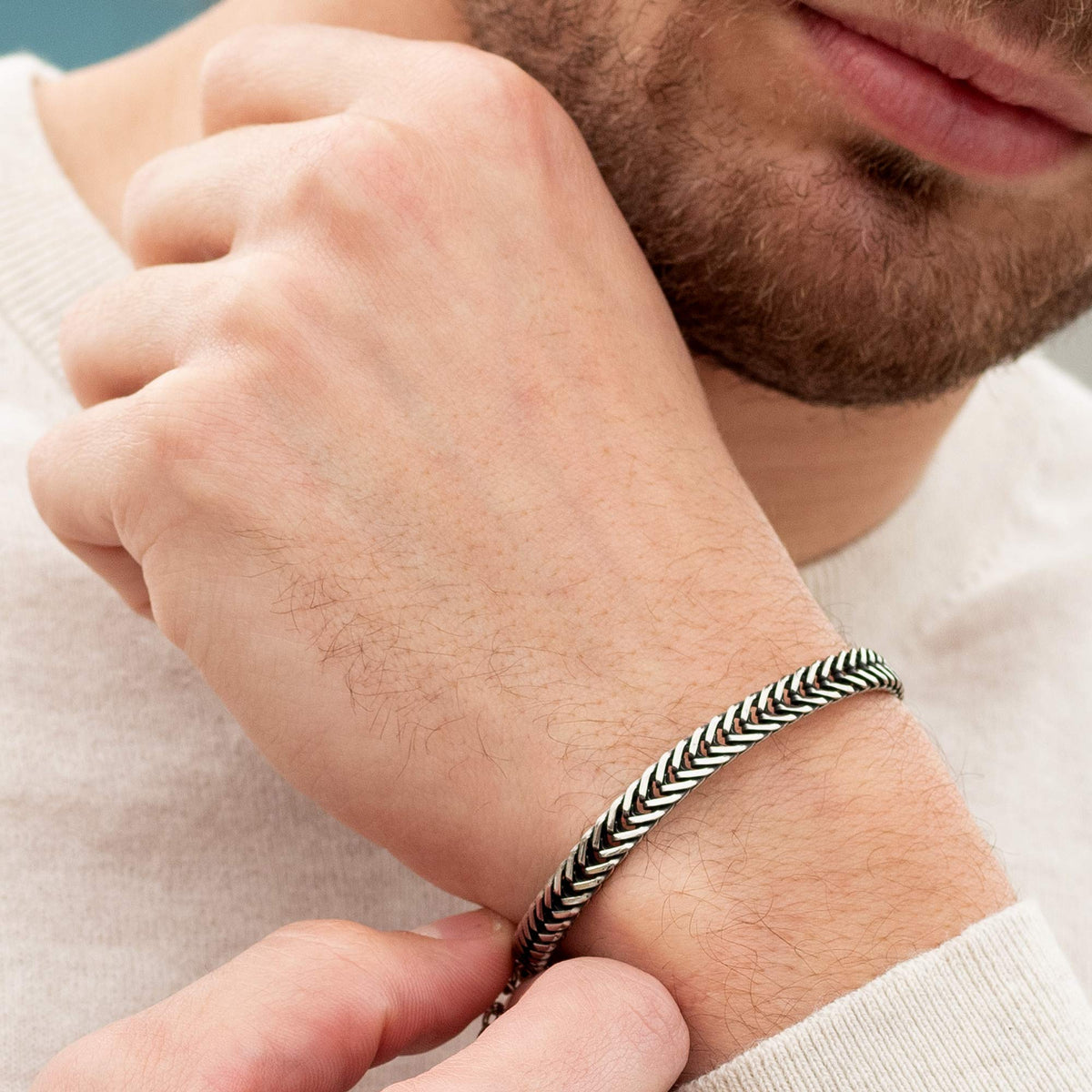 Galis Chain Bracelets For Men - Premium Stainless Steel Mens Bracelet, Silver Plated Non Tarnish Bracelet - This Snake Chain, Stylish Gifts For Him 7"