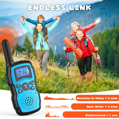 Wishouse Walkie Talkies for Kids Rechargeable Long Range, Xmas Birthday Gift for Boys Girls 4 5 6 7 8 9 10 Year Old, Hiking Gear Camping Games, Toys with Flashlight, VOX, Easy to Use 3 Pack