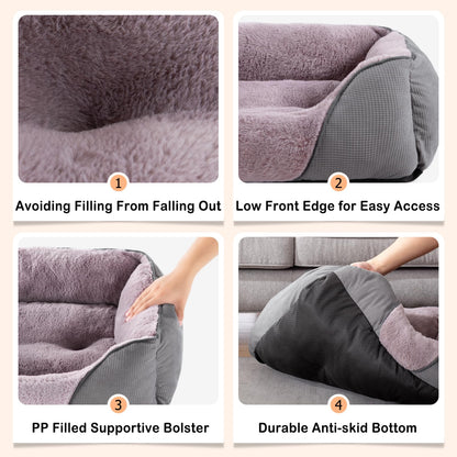 JOEJOY XL Dog Bed Washable Waterproof No Dust No Odor Fluff 89x64x23cm, Extra Large Grey, Dog Beds Extra Large for Labrador/Golden Retriever