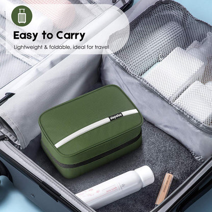 dopobo Travel Toiletry Bag, Dopp Kit Waterproof Makeup Bag Shaving Bag with Hanging Hook, Portable Toiletry Organizer for Traveling and Camping (Army Green)