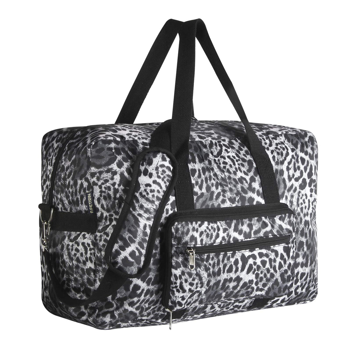 F.FETIVIN Travel Foldable Waterproof Duffel Bag - Lightweight Carry on Luggage Tote Duffel Bag(Leopard Print)