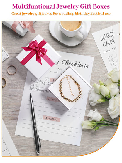 MESHA Cardboard Glossy Jewelry Gift Boxes, Cotton Filled Jewlery Box with Lids, White 3.5x3.5x1 Inch, Necklace Ring Bracelet Earring DisplayBox, Bulk Square Small Kraft Jewelry Gift Box, 96 Pieces