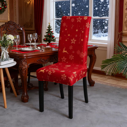 FORCHEER Christmas Dining Room Chair Covers Set of 4 Stretch Christmas 4 Pieces Kitchen Chair Slipcovers Protector Spandex Washable Parsons Chair Cover Christmas Decor