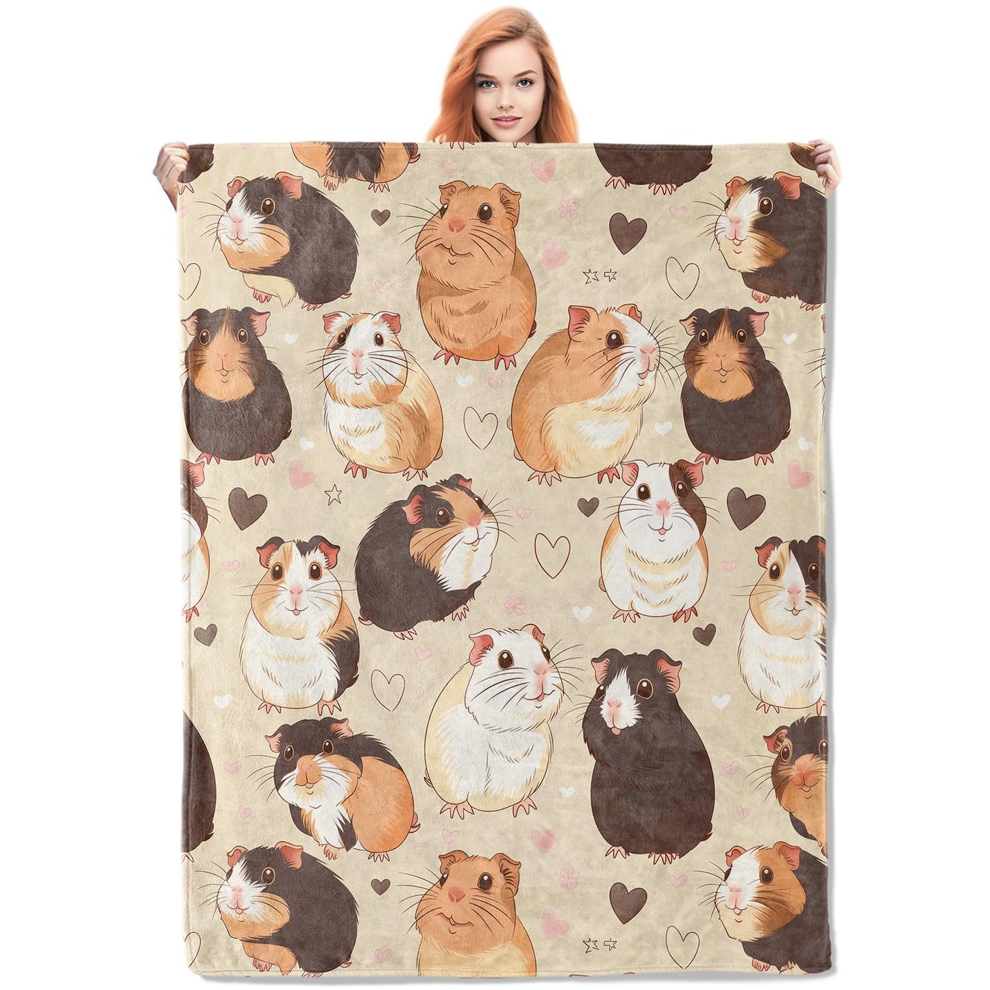 VANZEV Guinea Pig Fleece Blanket Gifts for Kids and Adults, Adorable Pet Cozy Throw Blanket, Soft Warm Plush Guinea Pig Blankets for Home Decor, 50x60 inches