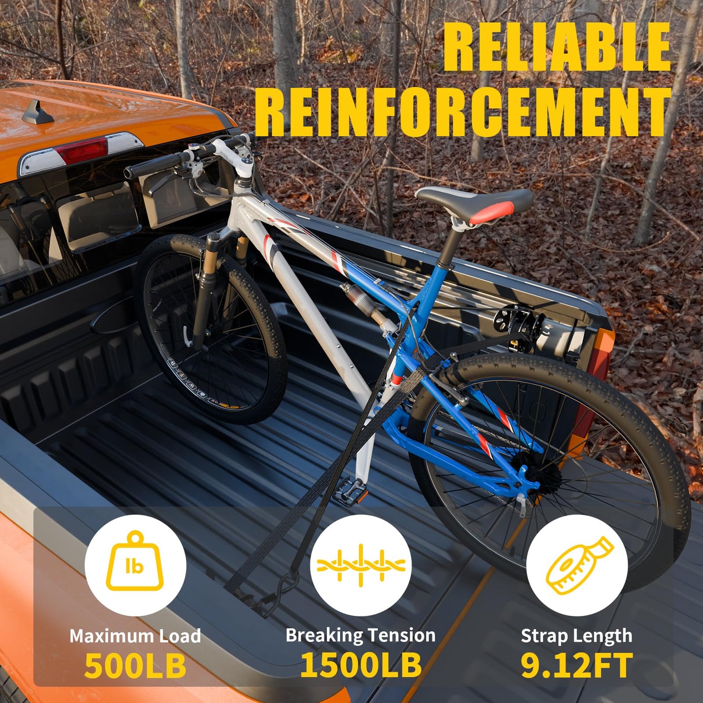 Maxzina Retractable Ratchet Straps Bundle with 2022-2025 2026 Ford Maverick Cargo Bars Truck Bed Rack Crossbars Divider Pickup Side Rail Bars Sliding T-Slot Crossbars for 2024 Maverick Accessories