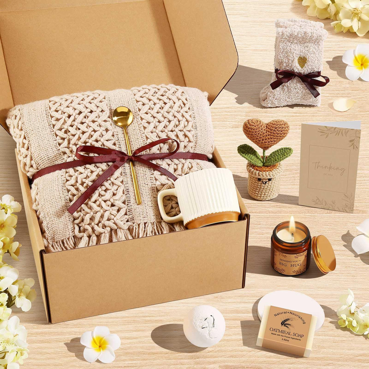 Uwingess Get Well Soon Gift Baskets for Women Self Care Gifts, Spa Care Package After Surgery Inspirational Thinking of You Sympathy Gifts,Christmas Birthday Gift for Women Friends Mom Sister Grandma