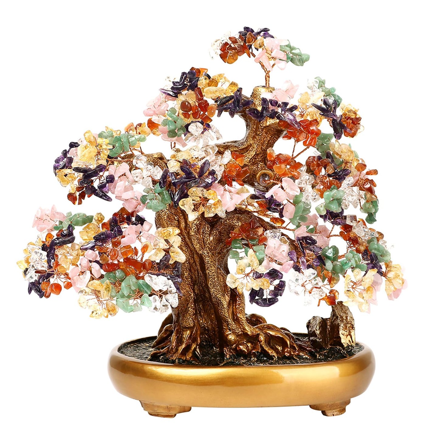 Comeon Large Crystal Quartz Lucky Tree Gem Tree for Office Home Feng Shui Decoration for Wealth/Fortune and Luck (Mix-Gemstone)