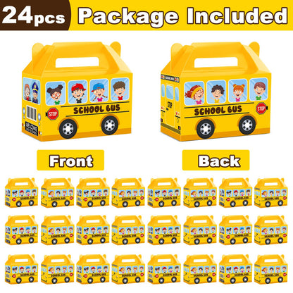 ojustbeok 24Pcs School Bus Party Treat Boxes School Bus Gift Box Party favor Yellow School Bus Goodie Gift Boxes for Kids Classroom Decorations Welcome Back to School Birthday Baby Shower Supplies