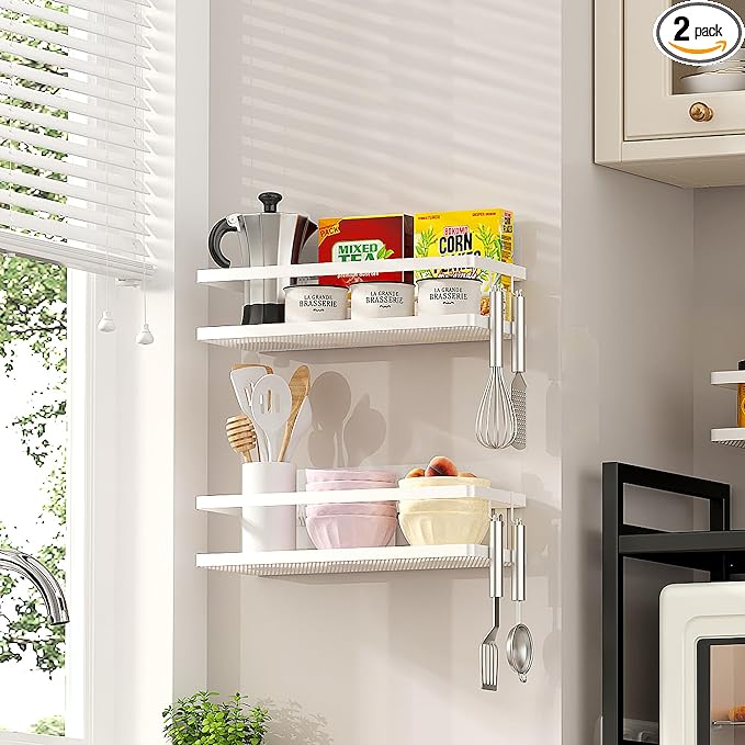 PUSDON Hanging Storage Baskets Organizer Wall Mount, Metal Wire Storage Bin Rack