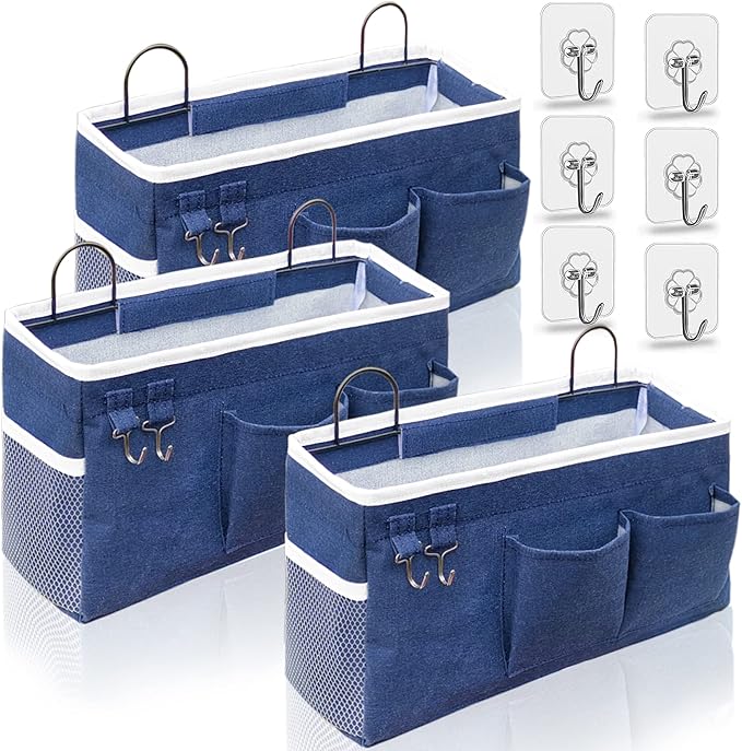 3pcs Large Wall Hanging Organizer Bag, Linen Fabric Door Hanging Storage Baskets