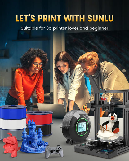 SUNLU PLA+2.0 3D Printer Filament, Upgrade PLA+ 1.75mm, Tougher and Stronger, Neatly Wound, Dimensional Accuracy +/-0.02mm, 1KG Spool(2.2lbs), Black