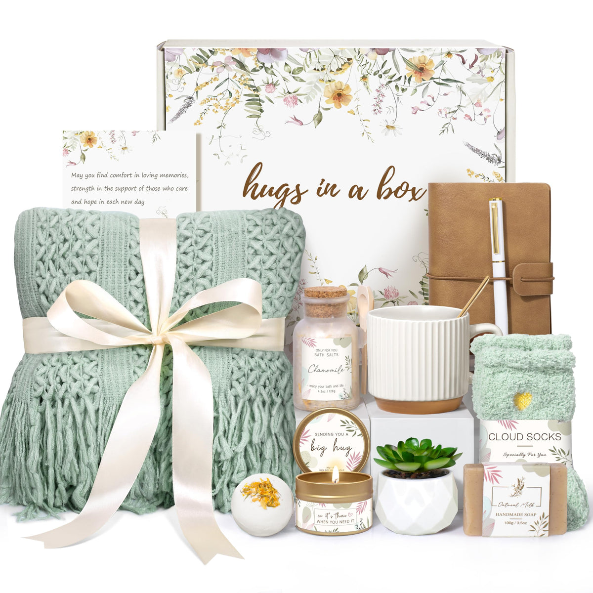 Lepiche Gifts for Women, Get Well Soon Self Care Package Box, Sending Hug Baskets Thinking of You Gift for Women Her New Mom Best Friend Birthday (Sage Green)