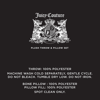 Juicy Couture Grey Paws and Stripes Dog Blanket with Sherpa Bone Shaped Pillow – Plush Puppy Blanket Throw, Breathable, Lightweight, Machine Washable, Cat Blanket for Small Medium & Large Pets