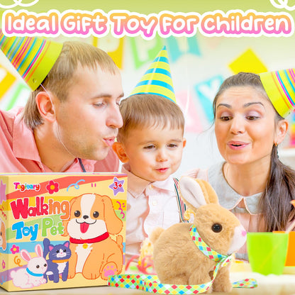 Tagitary Plush Toys Bunny Electronic Toy with Sounds,Wiggling Ears,Hopping,Twitching Mouth and Nose, Interactive Rabbit Toy for Kids with Leash,Easter Christmas Birthday Gift for Toddlers Kids