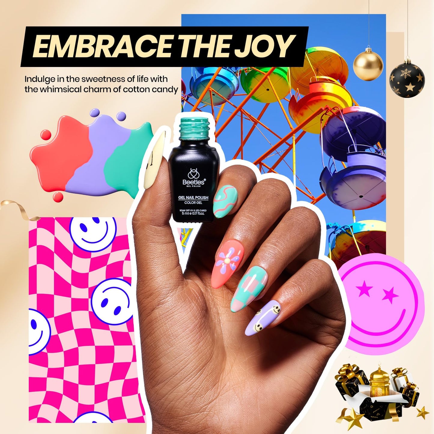 Beetles Gel Nail Polish Kit with U V Light, 68 Pcs Gel Nail Kit 35 Colors Emotional Spectrum with Base Matte&Glossy Top Coat Soak Off Manicure Set, Women Teen Girl Christmas Gifts, Beetles Gift Spree