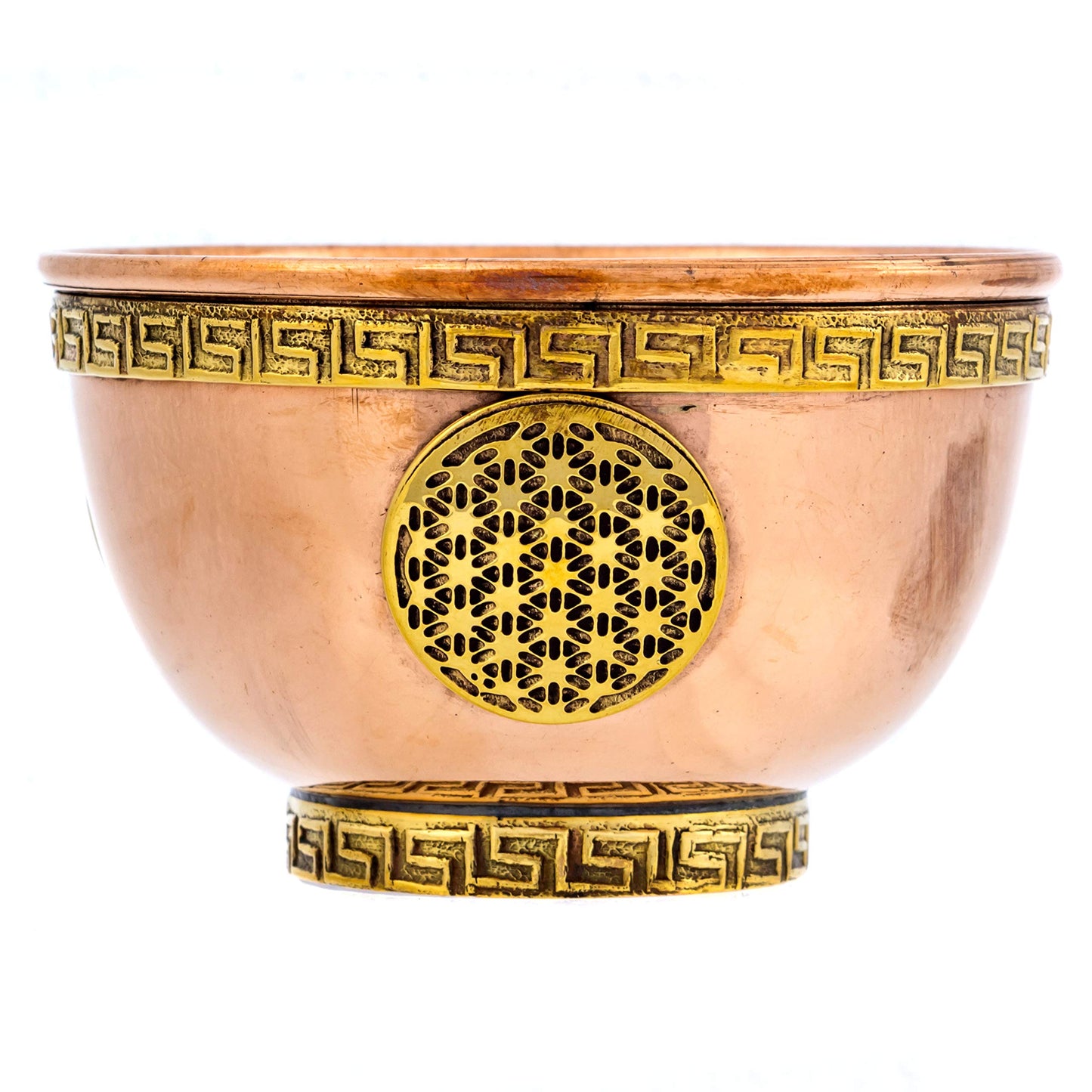 Flower of Life Copper Bowl - Offering Bowl for Ritual Use, Altar Table, Incense Holder, Home Decor - 3 Inches Wide