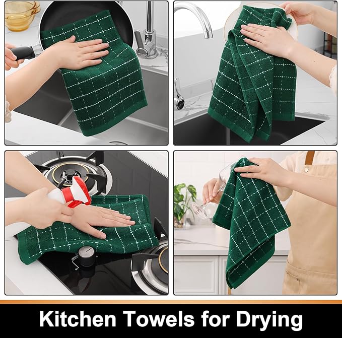 Mordimy 100% Cotton Terrycloth Kitchen Towels and Dishcloths Sets, Soft and