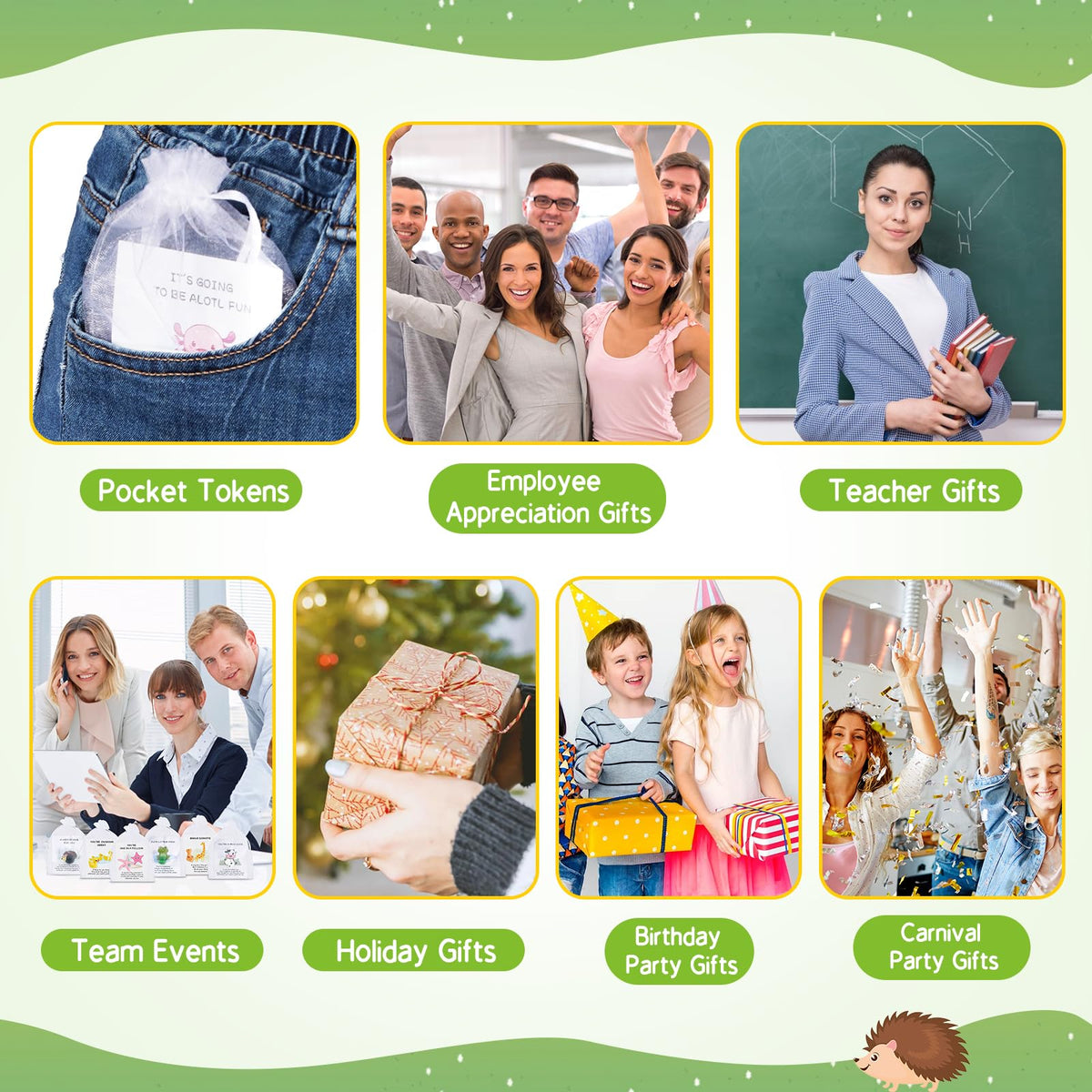 FACULX 100 Set Employee Appreciation Gifts Bulk for Coworkers Staff Thank You Gifts - Funny Resin Animal Favors Ducks Owls Turtles Stars Giraffe with Inspirational Note Cards Office Pocket Pun Favors