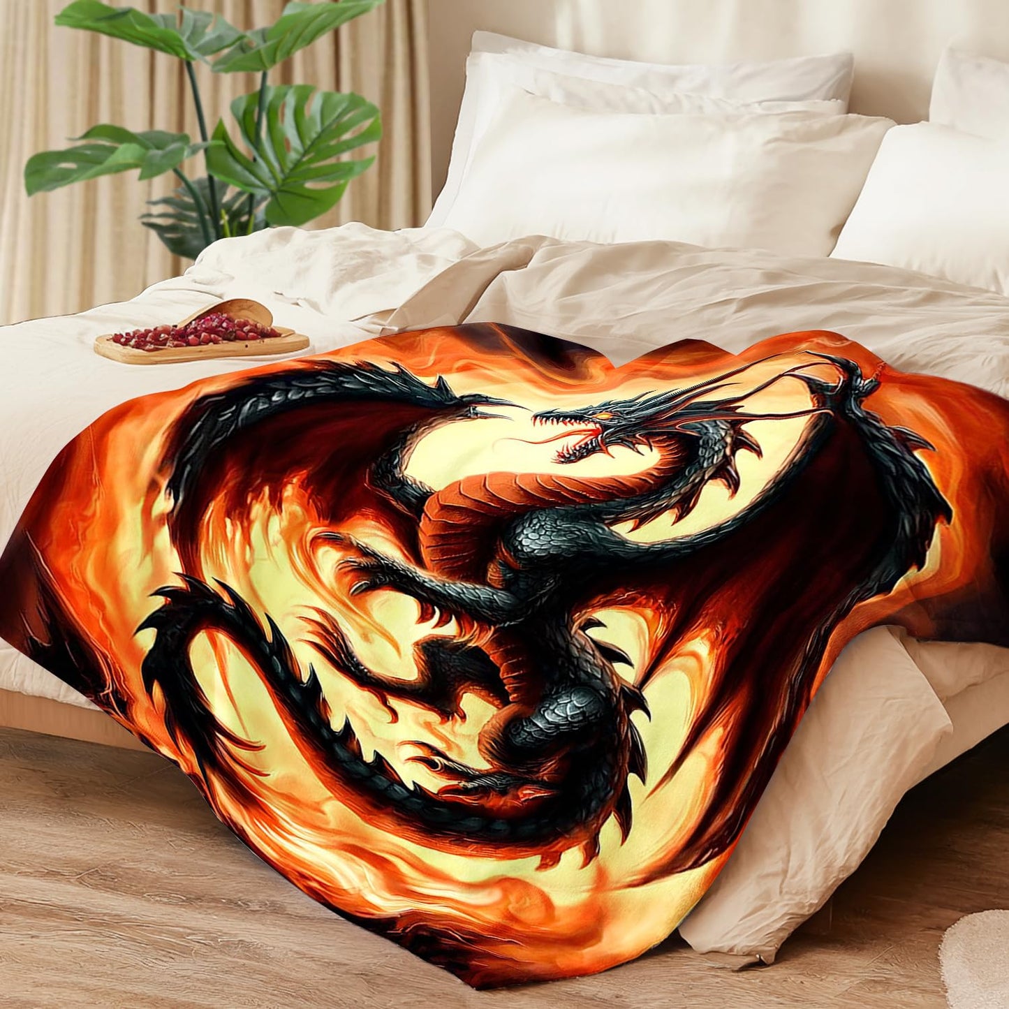 Red Dragon Blanket Dragon Fleece Throw Blanket Super Soft Fuzzy Plush Cozy Warm Dragons Decor Stuffed Bedding Blankets Gift for Boys, Girls Men Women Kids & Adult 50"x40"