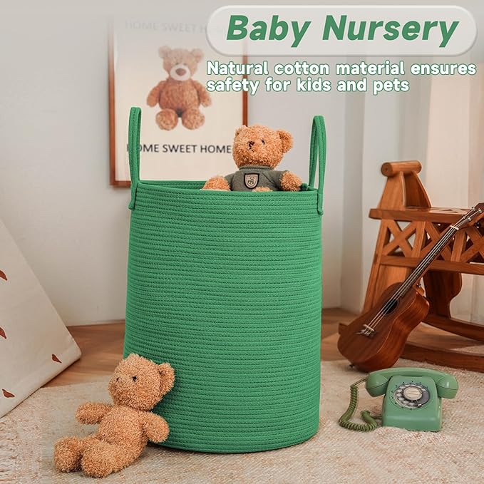 Large Woven Laundry Basket Hamper, 100L Cotton Rope Storage Bin