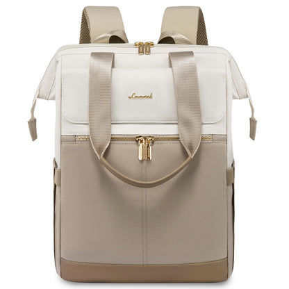 LOVEVOOK Women Backpack Laptop Backpack School Bag Waterproof, Beige and Khaki, 15,6 pouces, Casual