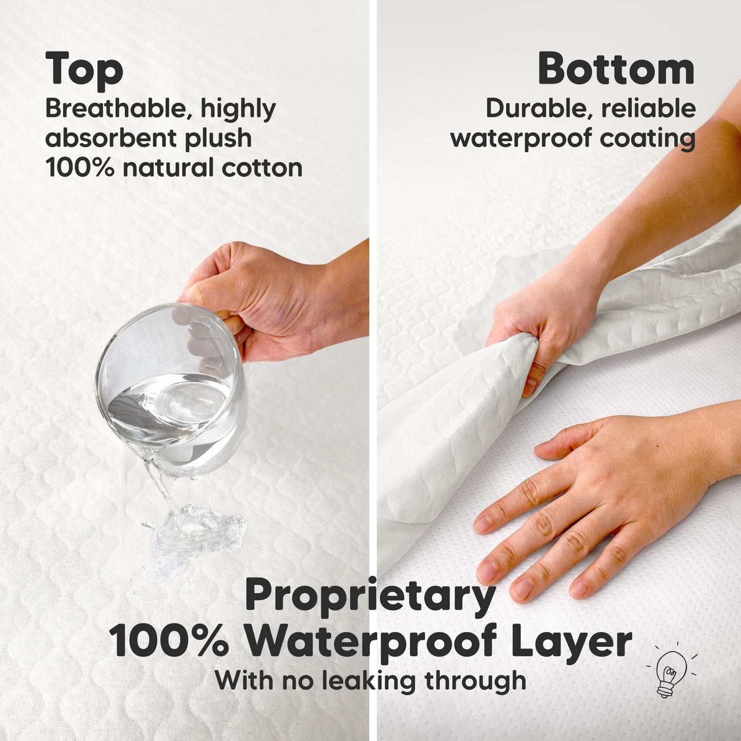 1-Pack Waterproof Twin XL Mattress Protector - Quiet Twin Size Toddler Mattress Protector Cover, 80"x39", Kids Toddler Bed Sheets, Soft Absorbent Quilted Cotton, Machine Washable (Soft White, Twin XL)