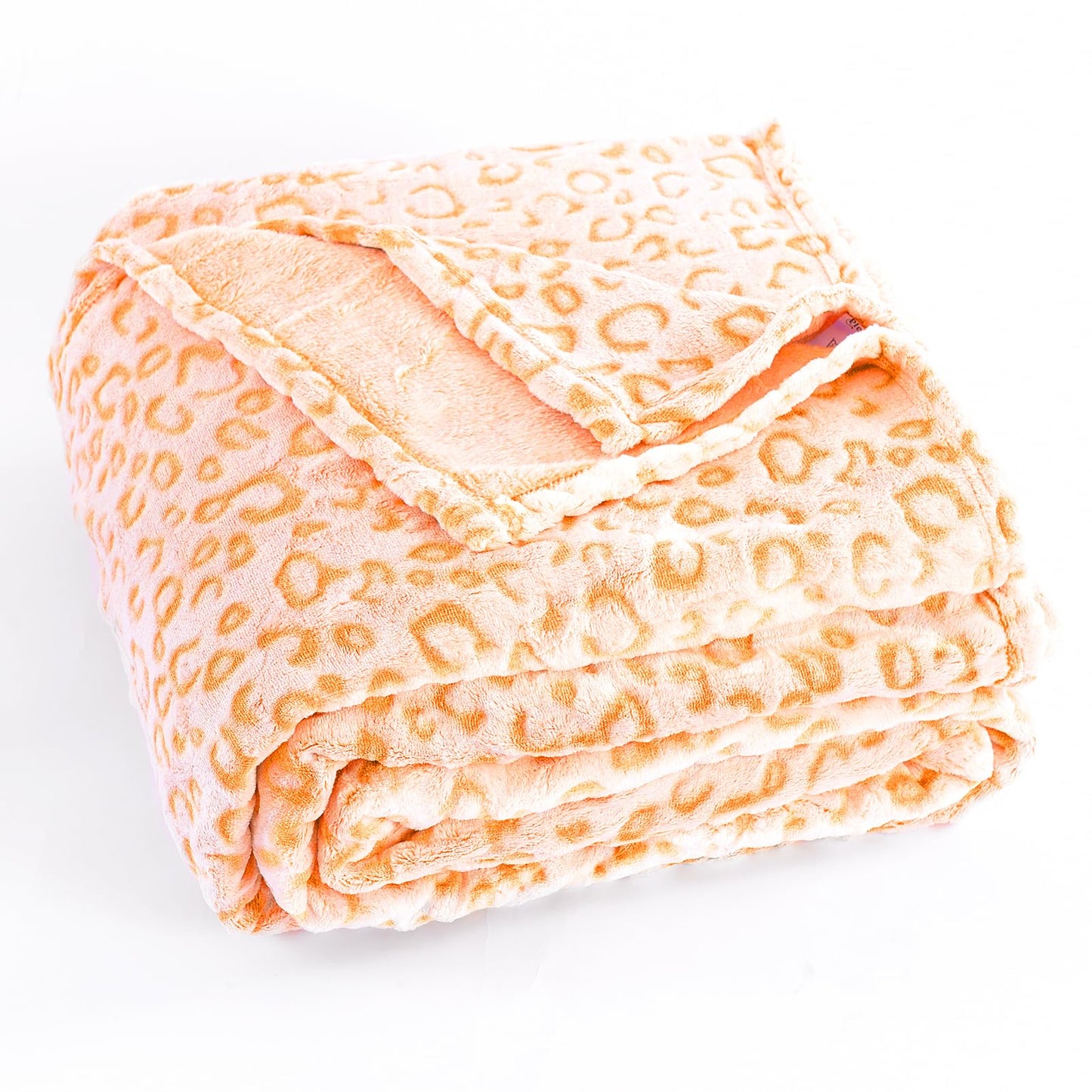 PLEASANT BOULEVARD | Leopard Throw Blanket Fleece, Premium Lightweight Cozy Warm Plush Microfiber Bedspread for Couch Sofa and Bed (Orange, Throw (50 x 60 inches))