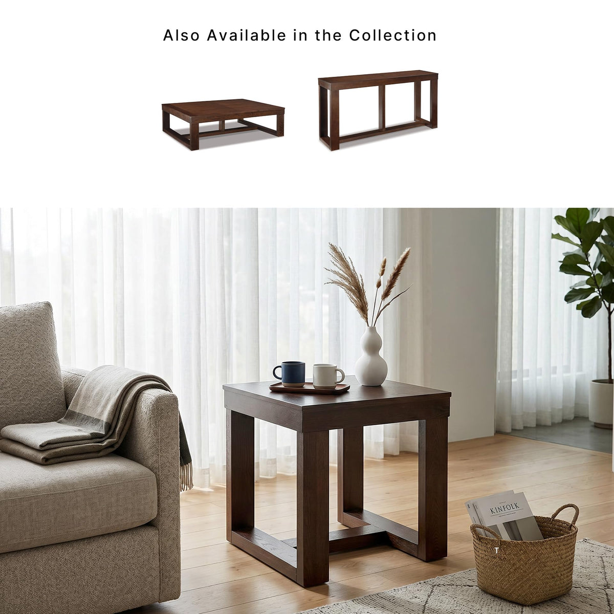 Signature Design by Ashley Watson Classic Oversized Square End Table, Dark Brown