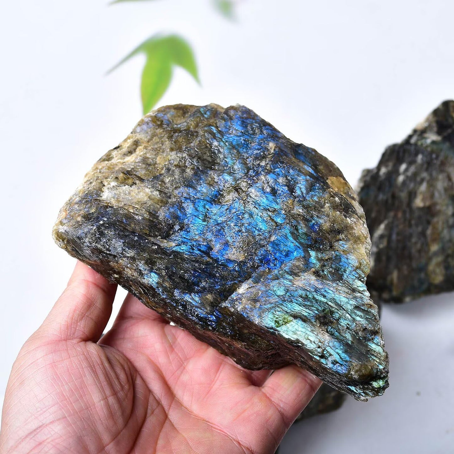 FZBHRO Raw Labradorite Stone Blue Rough Labradorite Rock Healing Crystal and Stone for Tumbling Meditation 0.8-1.3 Pound