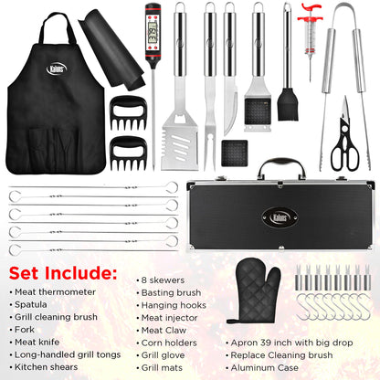 Kaluns BBQ Accessories, Complete Grill Set Dad Gifts for Fathers Day, 40 Pcs Premium Heavy Duty Stainless Steel Barbecue Grill Accessories for Outdoor Grill Gifts for Men