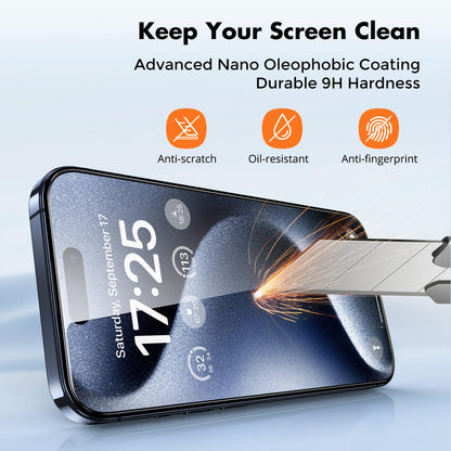 UNBREAKcable 2-Pack Screen Protector for iPhone 16e/13/13 Pro/14, Double Shatterproof Tempered Glass [Easy Installation] [9H Hardness] [99.99% HD] [Case Friendly] for Apple 13 Pro/13/14/16e 6.1 inch