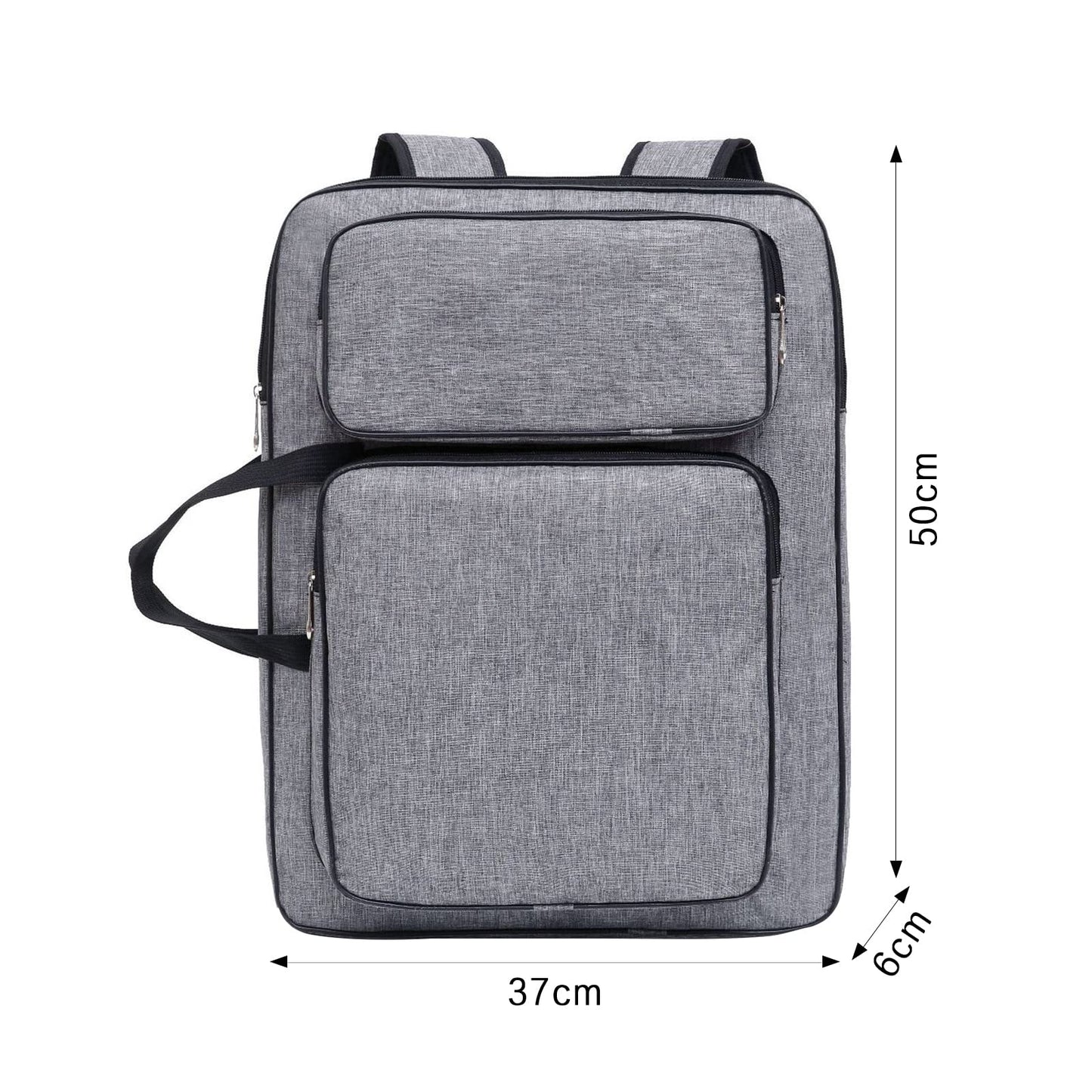 Art Portfolio Case A3 Artist Drawing Board Bag Waterproof Art Carrying Bag Portable Sketch Pad Storage Bag Artist Folder Case Tote Bag Shoulder Bag for Palette Paints Brushes Pencils (Grey)